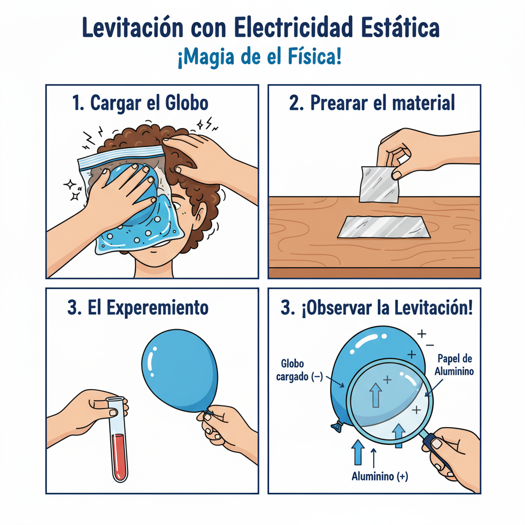 Montaje del experimento de levitación por electricidad estática