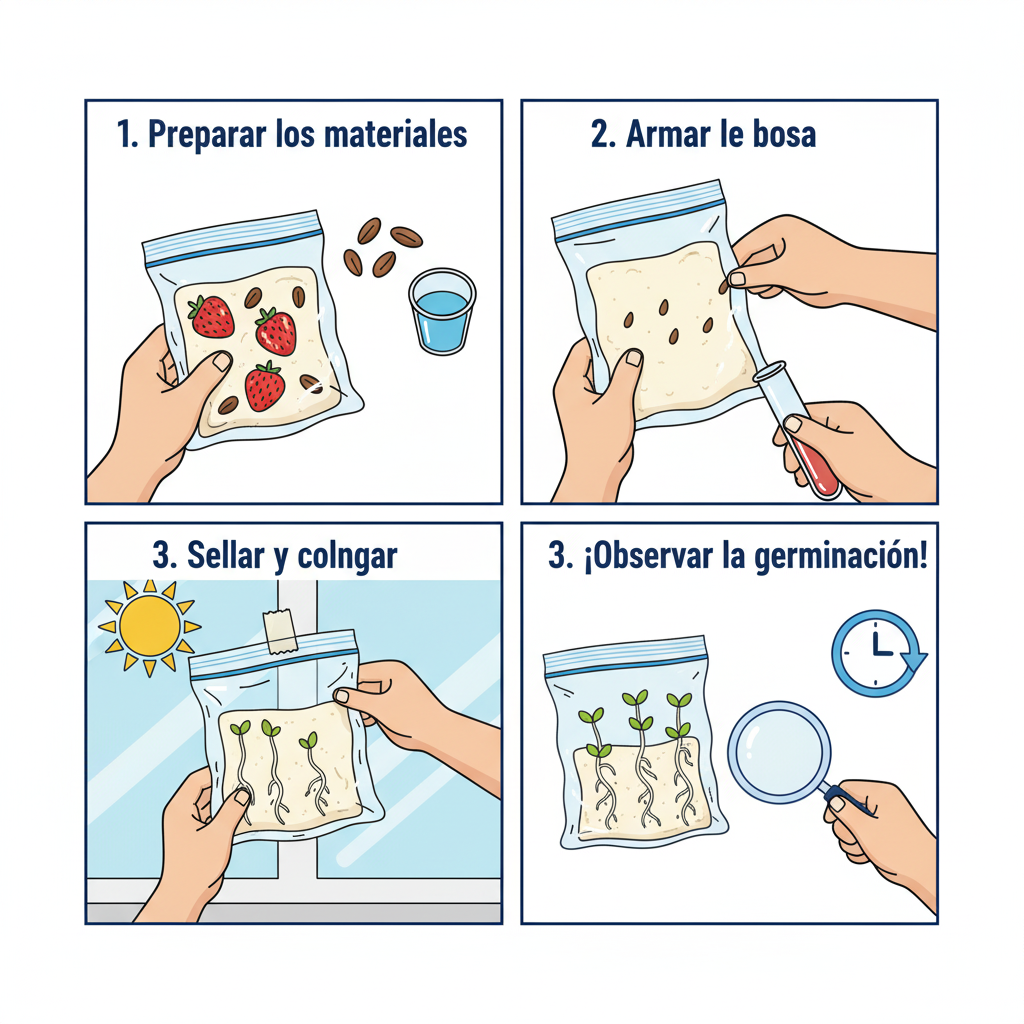 Montaje del experimento de germinación en una bolsa
