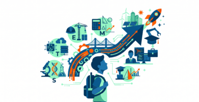 Ilustración sobre la importancia de STEM en secundaria y su impacto en el futuro laboral
