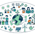 Illustration of Planet Day with natural elements, leaves, and ecological symbols representing environmental care.