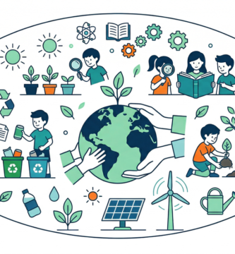 Illustration of Planet Day with natural elements, leaves, and ecological symbols representing environmental care.