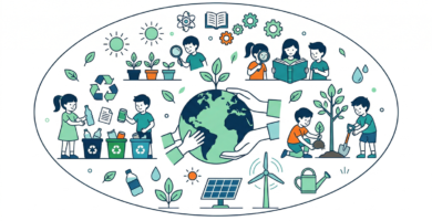 Illustration of Planet Day with natural elements, leaves, and ecological symbols representing environmental care.