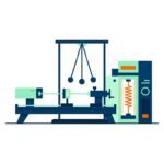 Ilustracion vectorial en diseno plano de experimentos de fisica para bachillerato con banco optico laser pendulo y dinamometro sobre fondo blanco